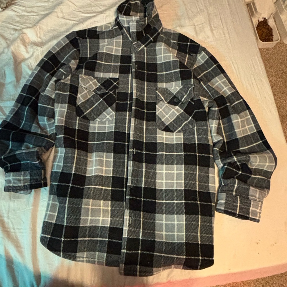 Men's Black and Gray Plaid Shirt